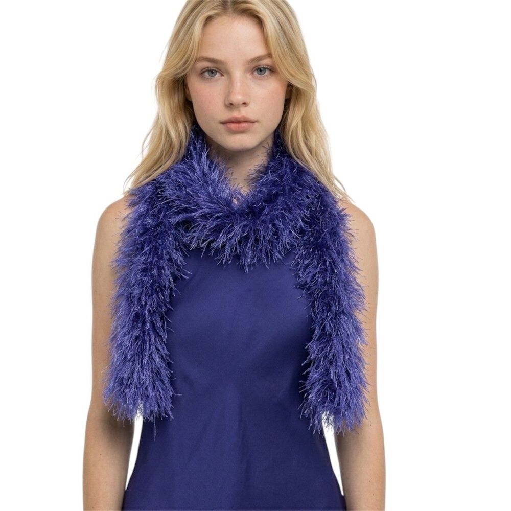 Purple Ostrich Feather Boa Shag Scarf  3”x54" Long Cocktail Costume Accessory
